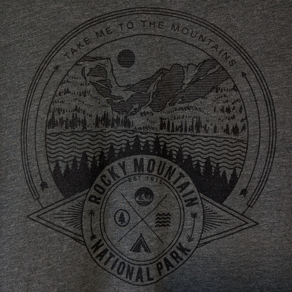 Gray Short Sleeve Tee with Mountain Graphic